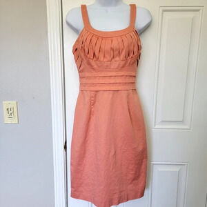 Marc New York Andrew Marc Coral Orange Ruched Sleeveless Dress Zip Back Size 2
